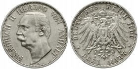 Reichssilbermünzen J. 19-178 Anhalt Friedrich II., 1904-1918
3 Mark 1909 A. gutes sehr schön, Randfehler