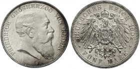 Reichssilbermünzen J. 19-178 Baden Friedrich I., 1856-1907
5 Mark 1902 G prägefrisch/fast Stempelglanz