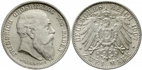 Reichssilbermünzen J. 19-178 Baden Friedrich I., 1856-1907
2 Mark 1907. Auf seinen Tod.
vorzüglich/Stempelglanz