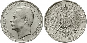 Reichssilbermünzen J. 19-178 Baden Friedrich II., 1907-1918
3 Mark 1915 G. Seltenes Jahr.
gutes vorzüglich