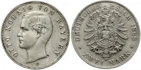 Reichssilbermünzen J. 19-178 Bayern Otto, 1886-1913
2 Mark 1888 D. fast vorzüglich, winz. Randfehler
