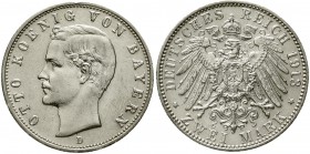 Reichssilbermünzen J. 19-178 Bayern Otto, 1886-1913
2 Mark 1913 D. Seltenes Jahr.
vorzüglich