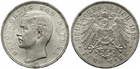 Reichssilbermünzen J. 19-178 Bayern Otto, 1886-1913
5 Mark 1895 D prägefrisch/fast Stempelglanz, winz. Randfehler