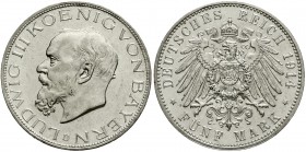 Reichssilbermünzen J. 19-178 Bayern Ludwig III., 1913-1918
5 Mark 1914 D. vorzüglich/Stempelglanz