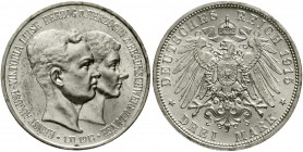 Reichssilbermünzen J. 19-178 Braunschweig Ernst August, 1913-1916
3 Mark 1915 A. Mit Lüneburg.
fast Stempelglanz