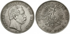 Reichssilbermünzen J. 19-178 Hessen Ludwig III., 1848-1877
5 Mark 1876 H. gutes vorzüglich, schöne Patina