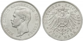 Reichssilbermünzen J. 19-178 Hessen Ernst Ludwig, 1892-1918
5 Mark 1898 A. sehr schön, Randfehler