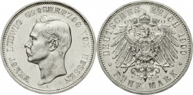 Reichssilbermünzen J. 19-178 Hessen Ernst Ludwig, 1892-1918
5 Mark 1900 A. Auflage nur 200 Ex.
Polierte Platte, kl. Kratzer und leichte Flecke, sehr...