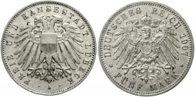 Reichssilbermünzen J. 19-178 Lübeck
5 Mark 1907 A. gutes sehr schön, kl. Randfehler