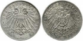 Reichssilbermünzen J. 19-178 Lübeck
5 Mark 1908 A. gutes sehr schön, winz. Randfehler