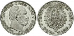 Reichssilbermünzen J. 19-178 Preußen Wilhelm I., 1861-1888
2 Mark 1876 A. Polierte Platte, nur min. berührt, sehr selten