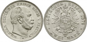 Reichssilbermünzen J. 19-178 Preußen Wilhelm I., 1861-1888
2 Mark 1876 B. fast Stempelglanz