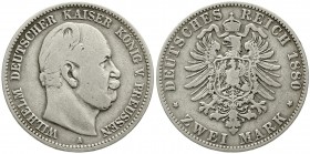 Reichssilbermünzen J. 19-178 Preußen Wilhelm I., 1861-1888
2 Mark 1880 A schön/sehr schön, Patina