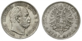 Reichssilbermünzen J. 19-178 Preußen Wilhelm I., 1861-1888
5 Mark 1874 A. fast Stempelglanz, Prachtexemplar mit herrlicher Patina