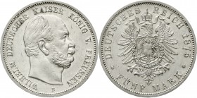 Reichssilbermünzen J. 19-178 Preußen Wilhelm I., 1861-1888
5 Mark 1875 B. vorzüglich, kl. Kratzer