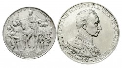 Reichssilbermünzen J. 19-178 Preußen Wilhelm II., 1888-1918
2 Stück: 2 Mark 1913 der König rief und 3 Mark 1913 Reg.-Jub.
Polierte Platte, berieben...