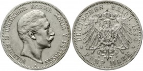 Reichssilbermünzen J. 19-178 Preußen Wilhelm II., 1888-1918
5 Mark 1894 A. vorzüglich, kl. Kratzer