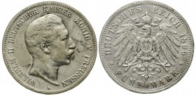 Reichssilbermünzen J. 19-178 Preußen Wilhelm II., 1888-1918
5 Mark 1896 A. Seltener Jahrgang.
fast sehr schön, kl. Randfehler