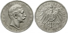 Reichssilbermünzen J. 19-178 Preußen Wilhelm II., 1888-1918
5 Mark 1898 A. vorzüglich, winz. Randfehler