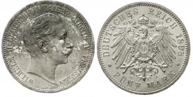 Reichssilbermünzen J. 19-178 Preußen Wilhelm II., 1888-1918
5 Mark 1898 A. fast Stempelglanz, Prachtexemplar mit schöner Patina