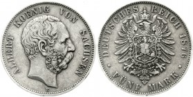 Reichssilbermünzen J. 19-178 Sachsen Albert, 1873-1902
5 Mark 1876 E. sehr schön