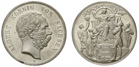 Reichssilbermünzen J. 19-178 Sachsen Albert, 1873-1902
Silbermedaille in 5 Mark - Größe 1889 E. Wettinfeier. Silber
vorzüglich/Stempelglanz aus Poli...