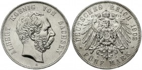 Reichssilbermünzen J. 19-178 Sachsen Albert, 1873-1902
5 Mark 1902 E. vorzüglich