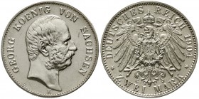 Reichssilbermünzen J. 19-178 Sachsen Georg, 1902-1904
2 Mark 1904 E. gutes vorzüglich, kl. Kratzer