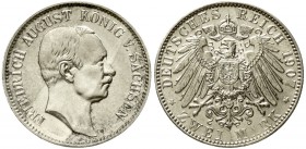 Reichssilbermünzen J. 19-178 Sachsen Friedrich August III., 1904-1918
2 Mark 1907 E. vorzüglich/Stempelglanz