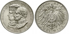 Reichssilbermünzen J. 19-178 Sachsen Friedrich August III., 1904-1918
2 Mark 1909 Universität Leipzig
fast Stempelglanz, Prachtexemplar