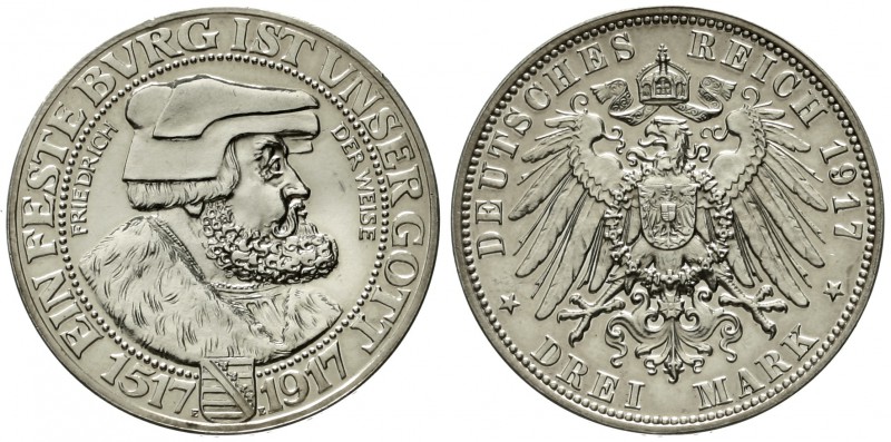 Reichssilbermünzen J. 19-178 Sachsen Friedrich August III., 1904-1918
3 Mark 19...