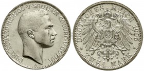 Reichssilbermünzen J. 19-178 Sachsen/-Coburg-Gotha Carl Eduard, 1900-1918
2 Mark 1905 A gutes vorzüglich