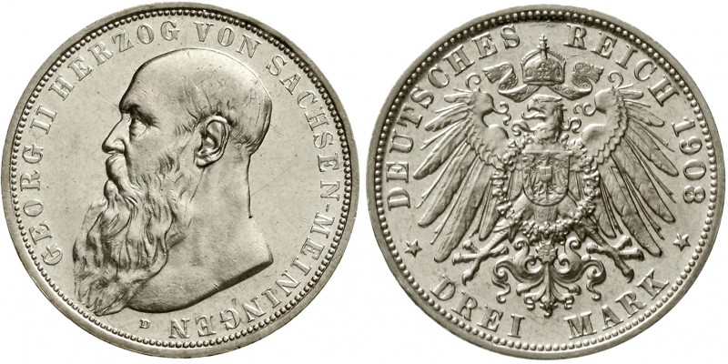 Reichssilbermünzen J. 19-178 Sachsen/-Meiningen Georg II., 1866-1915
3 Mark 190...