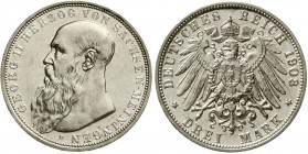 Reichssilbermünzen J. 19-178 Sachsen/-Meiningen Georg II., 1866-1915
3 Mark 1908 D. gutes vorzüglich aus Erstabschlag