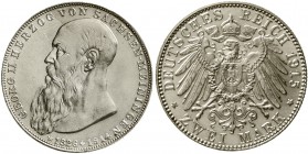 Reichssilbermünzen J. 19-178 Sachsen/-Meiningen Georg II., 1866-1915
2 Mark 1915. Auf seinen Tod.
fast Stempelglanz, Prachtexemplar