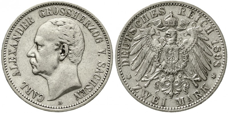Reichssilbermünzen J. 19-178 Sachsen/-Weimar-Eisenach Carl Alexander, 1853-1901...