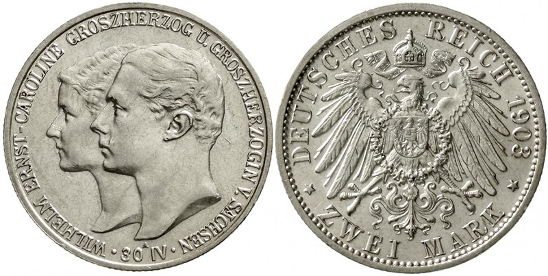 Reichssilbermünzen J. 19-178 Sachsen/-Weimar-Eisenach Wilhelm Ernst, 1901-1918
...