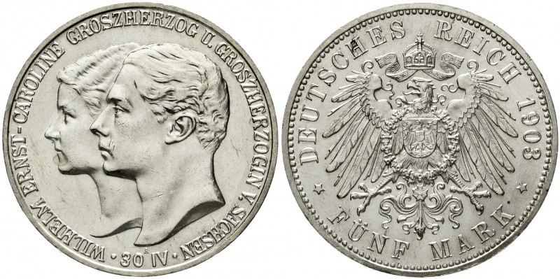 Reichssilbermünzen J. 19-178 Sachsen/-Weimar-Eisenach Wilhelm Ernst, 1901-1918
...