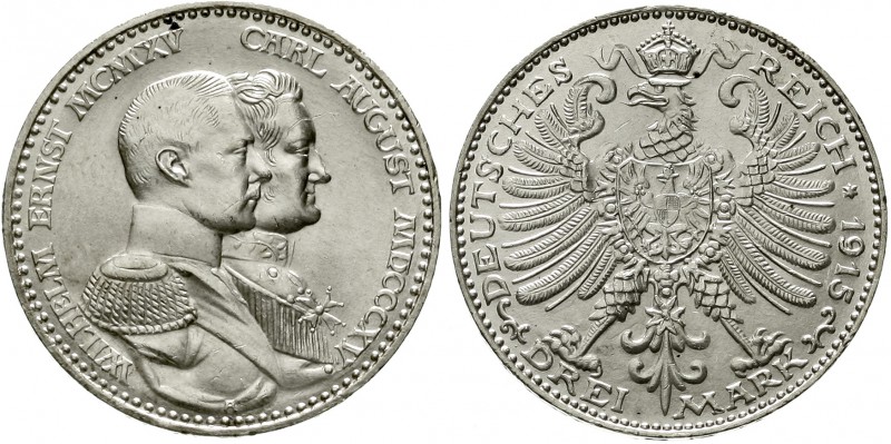 Reichssilbermünzen J. 19-178 Sachsen/-Weimar-Eisenach Wilhelm Ernst, 1901-1918
...