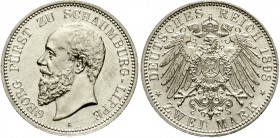 Reichssilbermünzen J. 19-178 Schaumburg-Lippe Georg, 1893-1911
2 Mark 1898 A. fast Stempelglanz
