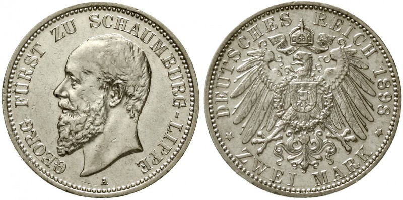 Reichssilbermünzen J. 19-178 Schaumburg-Lippe Georg, 1893-1911
2 Mark 1898 A. g...