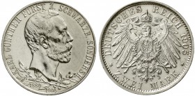 Reichssilbermünzen J. 19-178 Schwarzburg/-Sondershausen Karl Günther, 1880-1909
2 Mark 1905. 25 jähr. Regierungsj., breiter Randstab.
vorzüglich, wi...