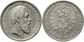 Reichssilbermünzen J. 19-178 Württemberg Karl, 1864-1891
5 Mark 1888 F. fast sehr schön