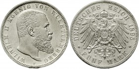 Reichssilbermünzen J. 19-178 Württemberg Wilhelm II., 1891-1918
5 Mark 1895 F. vorzüglich/Stempelglanz, Vorderseite etwas berieben