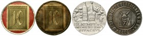 Notmünzen/Wertmarken; Städte, Gemeinden, Firmen Zusammenstellungen/Lots Briefmarkenkapselgeld, 1915-1925
2 Stück: Oppach 10 Pf. E.L. Kempe MUG rot, E...