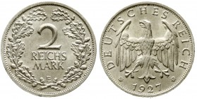 Weimarer Republik Kursmünzen 2 Reichsmark, Silber 1925-1931
1927 E. fast Stempelglanz, Prachtexemplar, sehr selten in dieser Erhaltung