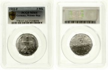 Weimarer Republik Kursmünzen 3 Mark, Aluminium 1922
1922 F, Stuttgart. Im PCGS-Blister mit Grading MS64.
vorzüglich/Stempelglanz, äußerst selten in ...
