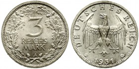Weimarer Republik Kursmünzen 3 Reichsmark, Silber 1931-1933
1931 A Stempelglanz, Prachtexemplar
