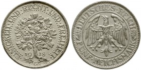 Weimarer Republik Kursmünzen 5 Reichsmark Eichbaum Silber 1927-1933
1928 G. gutes sehr schön, winz. Randfehler