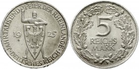 Weimarer Republik Gedenkmünzen 5 Reichsmark Rheinlande
1925 A. vorzüglich, Randfehler